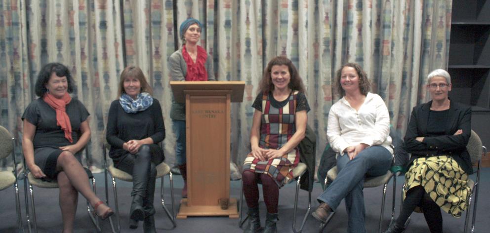 Candidates for local body elections in the Wanaka area (seated, from left) Maggie Lawton, Jude Battson, Rachel Brown, Ella Lawton and Ruth Harrison at last night's meet the women candidates meeting in Wanaka. The meeting was organised by Amy Pearl (standi
