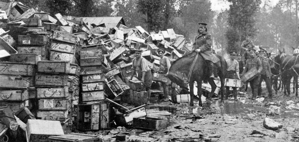 The British advance on the Western Front: ammunition boxes used by one division alone during the...