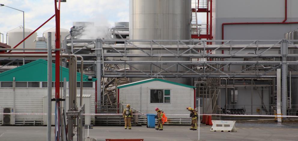 Silo collapse halts Edendale operationSteam rises from the  collapsed raw milk silo.  Photo:...