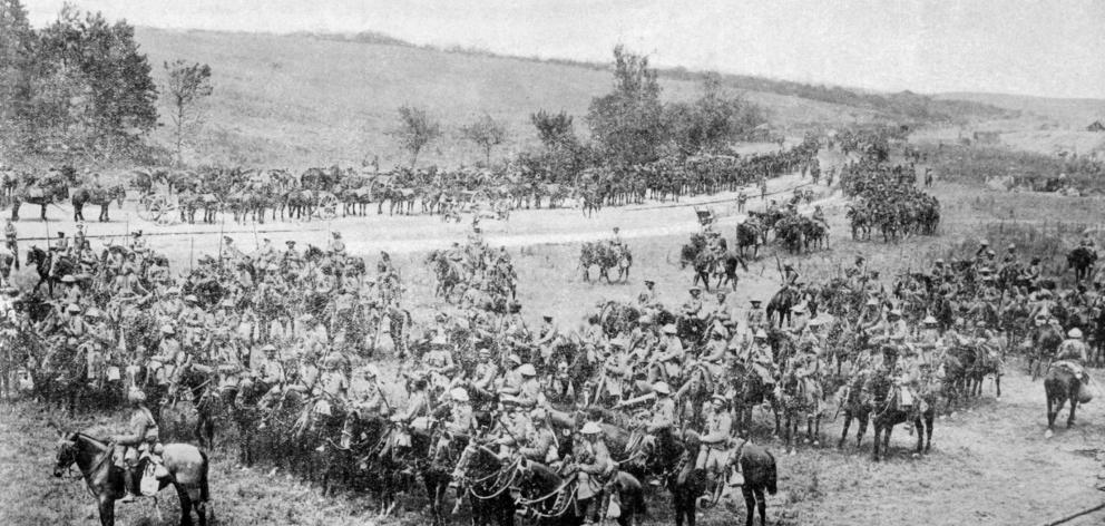 Indian cavalry getting ready to advance on the Somme. — Otago Witness, 20.9.1916.
