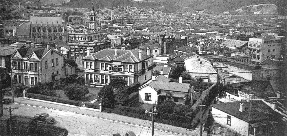 A 1938 photograph of 30 Tennyson St (centre) taken from the Speight’s chimney. Photo: supplied.