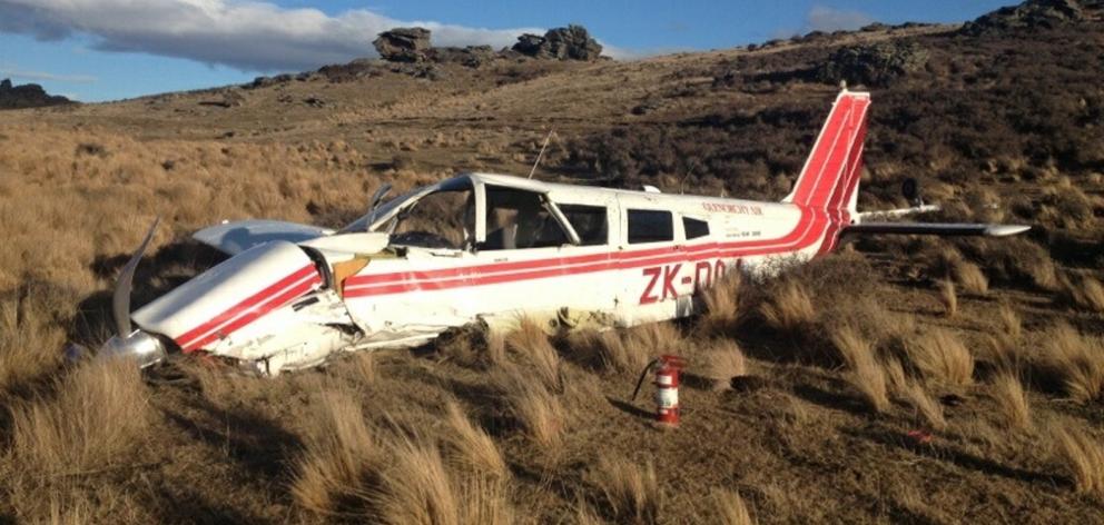 The Glenorchy Air Piper Cherokee which crashed near the Poolburn Reservoir in 2014. PHOTO: NZ...