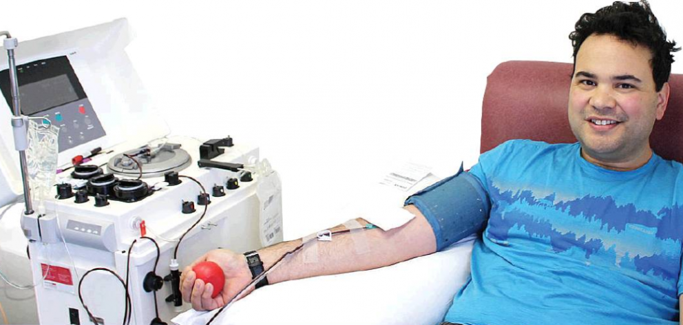 University of Otago student Warren Walker donates plasma at the Dunedin branch of the New Zealand...