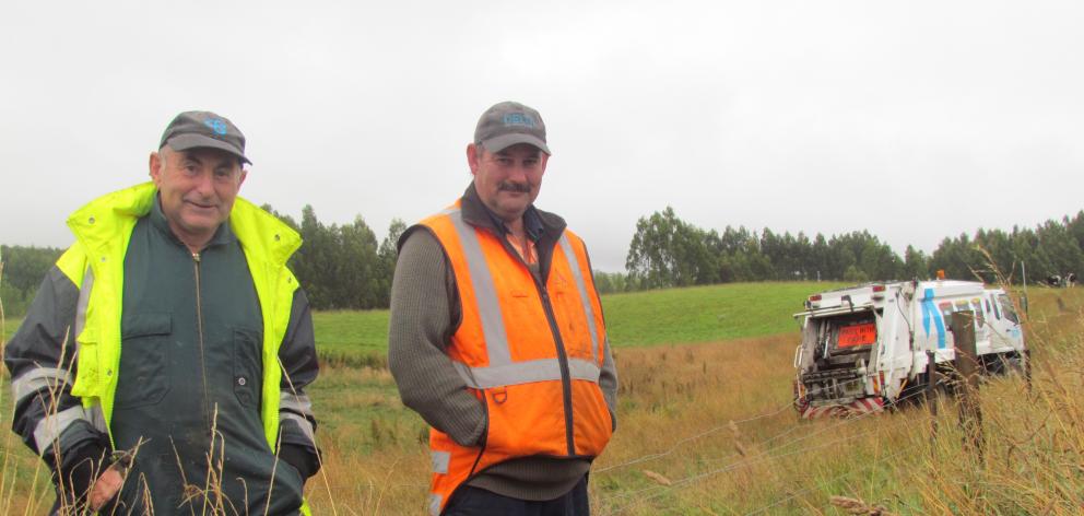Alister Calder (left) and Mike McClea in late January, at the site on Ardgowan Rd, near Oamaru,...
