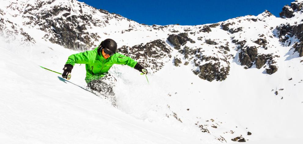 Niall Haslam, of Queenstown, makes the most of this week’s spring snowfall at the Remarkables ski...