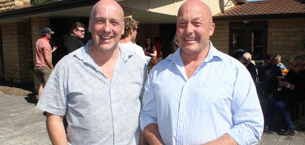 New Central Otago Mayor Tim Cadogan (left) celebrates his win at his Clyde home on Saturday  with...