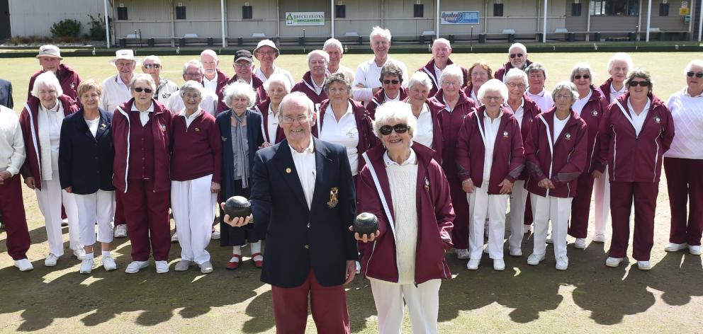 Tainui club stalwart Rex Sims celebrates his 50th year at the Tainui Bowling Club with wife Joan...