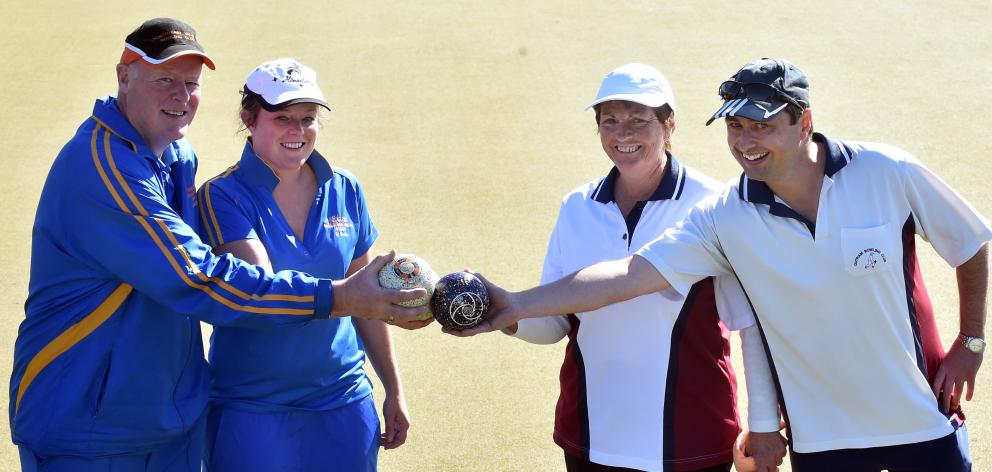 Bowlers (from left) Terry and Sarah Scott and Mary and Phil Stevenson at the Mosgiel Bowling Club...