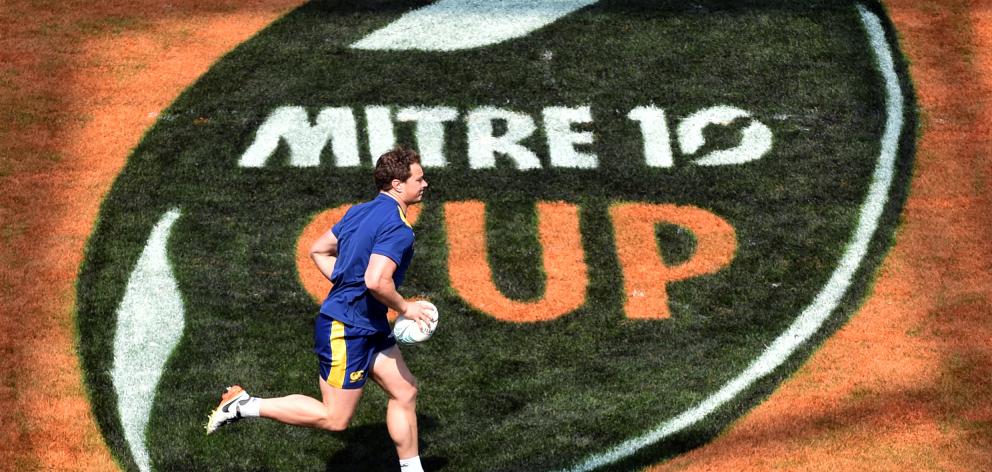 Otago winger Jack Wilson goes through his paces at an Otago rugby team training session at...