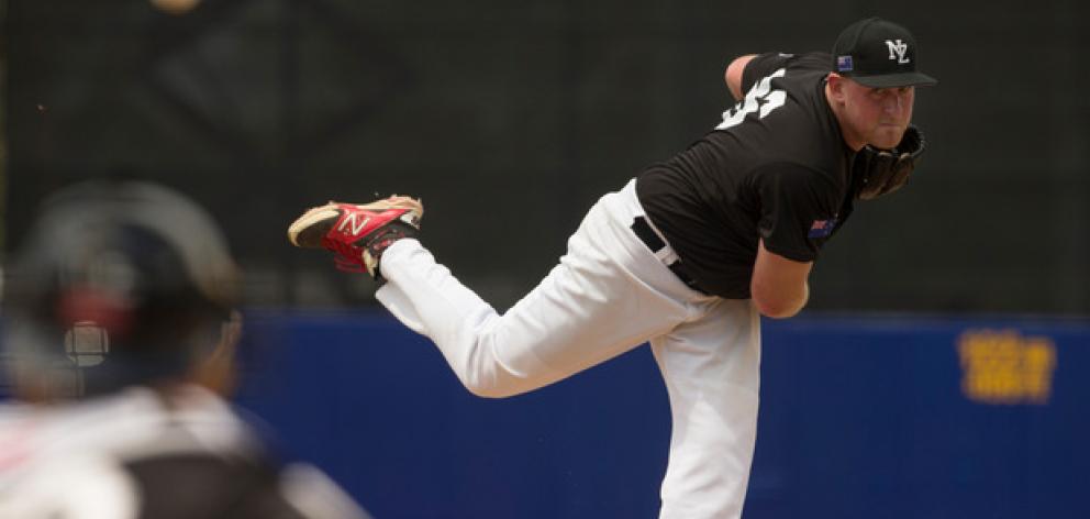 Andrew Marck pitches Philippines during the 2016 World Baseball Classic Qualifiers. Photo: Getty...