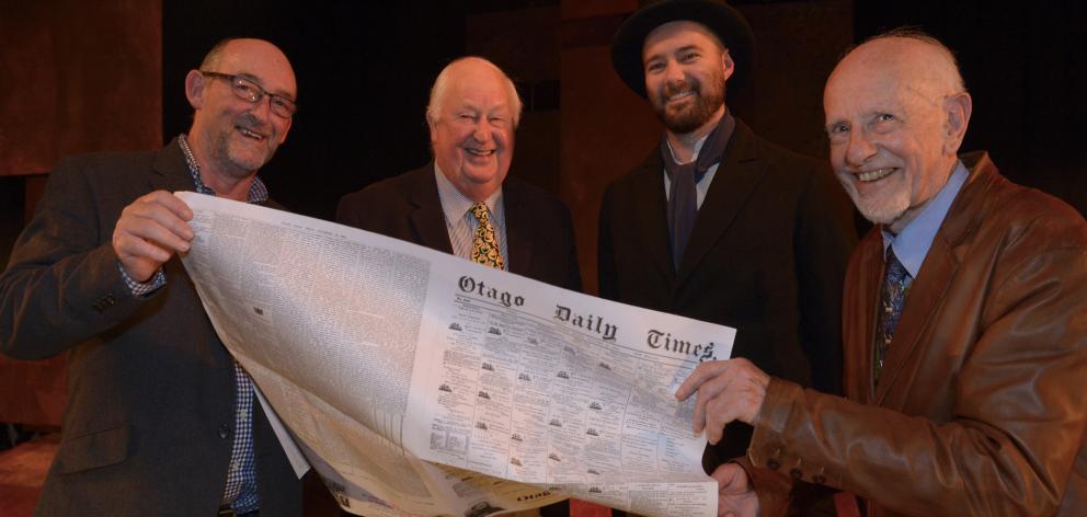 Actor Richard Dey (second from right), who plays the part of Otago Daily Times founder Sir Julius...