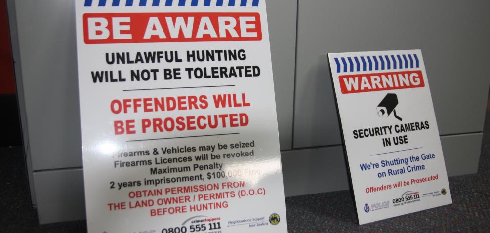 The two signs that the public can buy through Farmlands Kurow. Photo: Shannon Gillies.