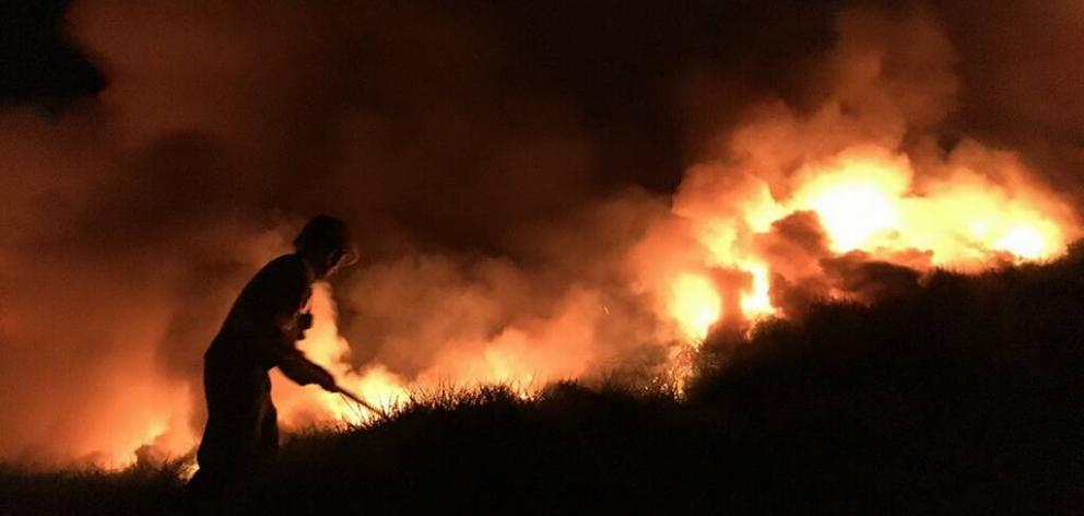 Seven crews were transported to the island to fight the fire that has been burning over night....