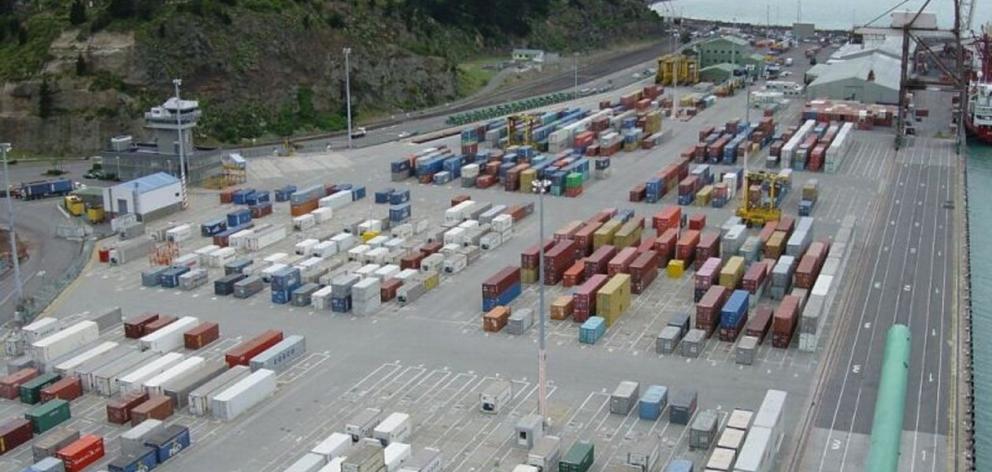 A view of Lyttelton container terminal from a container crane. .Photo: Lyttelton Port of...