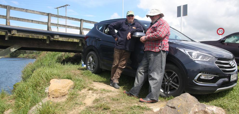 Would-be-rescuer and concerned dad Michael Buchanan (left) and whitebait fan John McKeown at the...