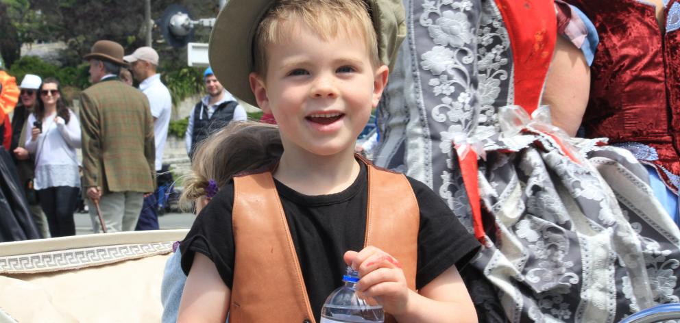 Maheno School’s Hunter Winmill (5) enjoys the view from the inside looking out as he takes part...