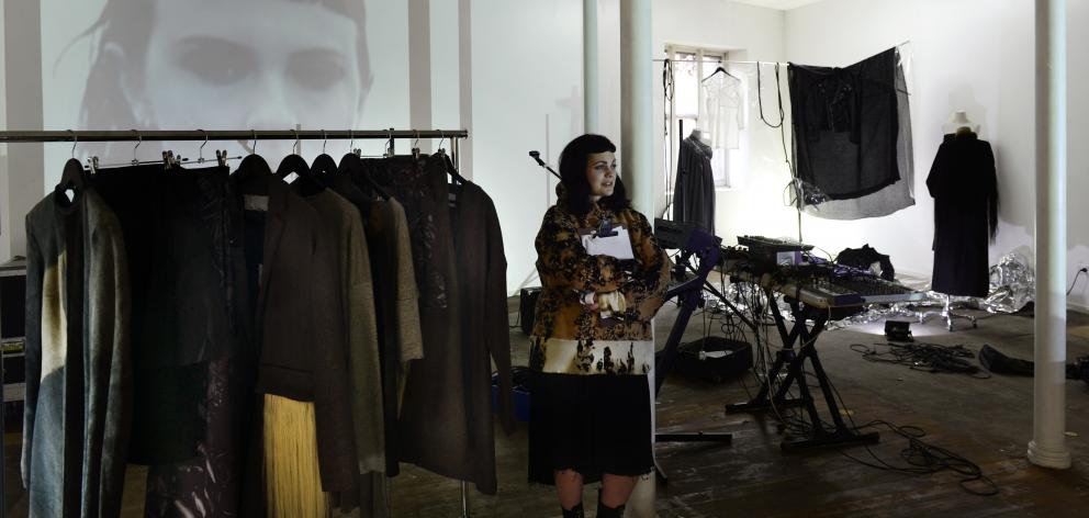 Dunedin fashion designer Julia Palm gets ready for the opening of her exhibition in Princes St....