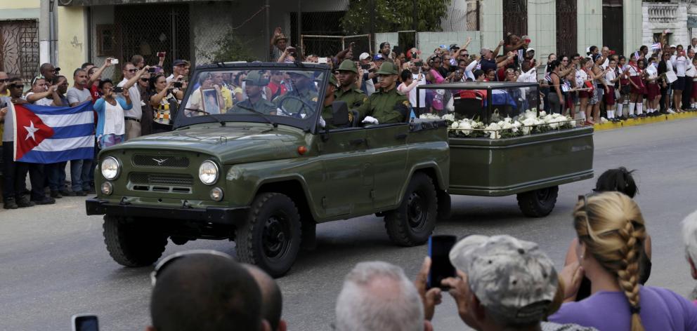 The caravan carrying the ashes of Fidel Castro on the way to the city of Santiago, in Cardenas,...
