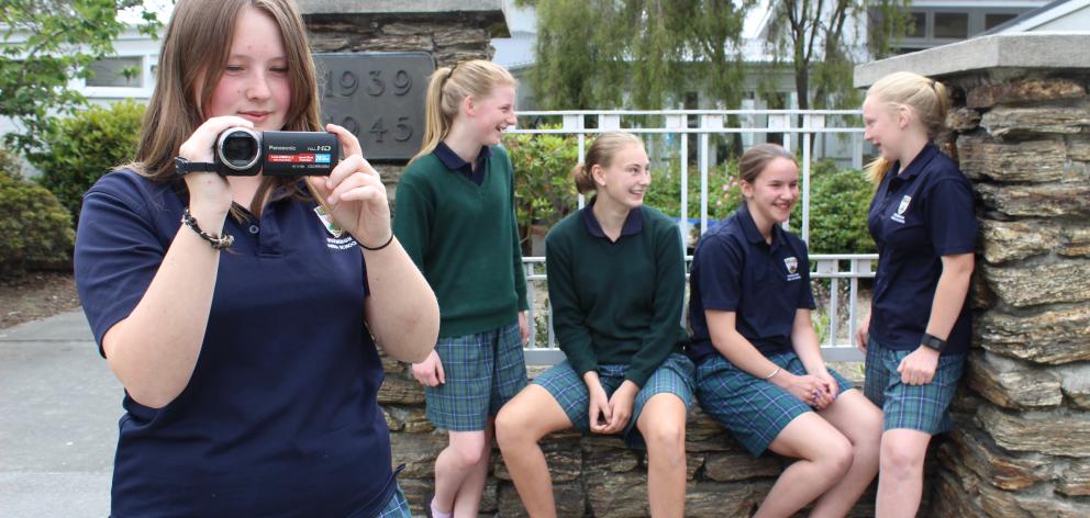 Roxburgh Area School pupils Mackenzie Reid (13, left), Greer Orchard (14), Paige Wise (14),...