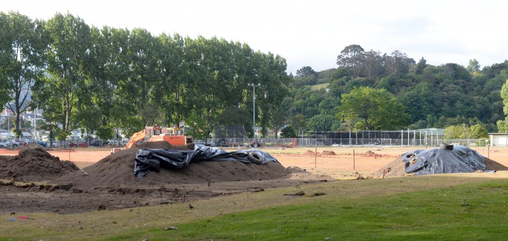 Plastic covers mounds of earth where  material thought to be asbestos was discovered at Dunedin’s...