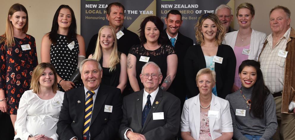 Kiwibank Local Hero medal winners (front, from left) Charlotte Aarden, Lox Kellas, Gordon Divers,...