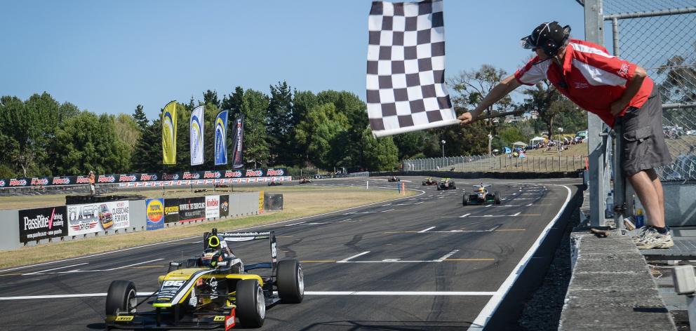 Cromwell-based circuit racer Brendon Leitch in his ITM FT-50 wins a race at Manfeild Park,...