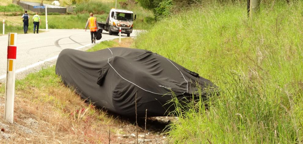 A McLaren F1 in a ditch outside Queenstown. Photo: Paul Taylor.