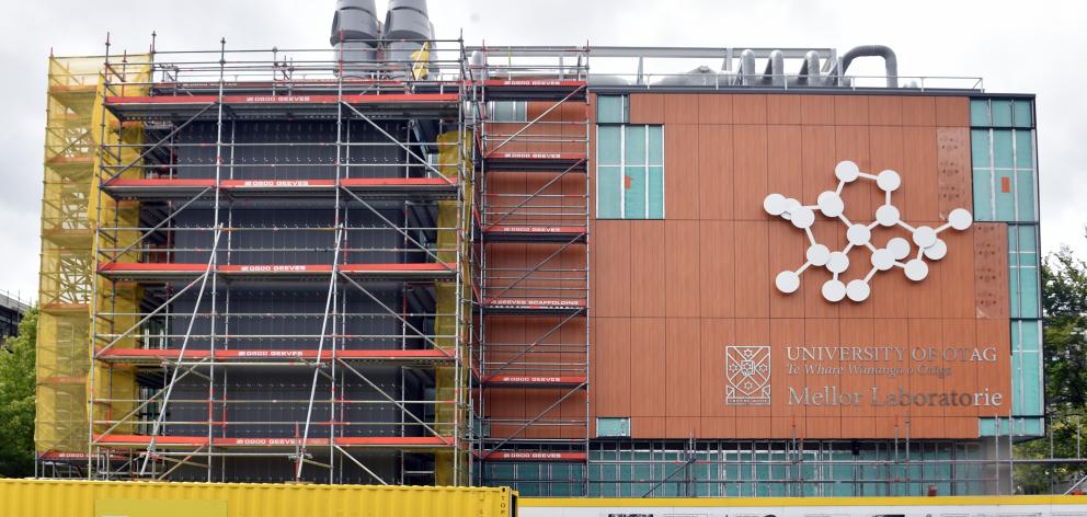 The removal of scaffolding has revealed the new exterior of University of Otago's chemistry building, now known as Mellor Laboratories. Photo by Peter McIntosh.