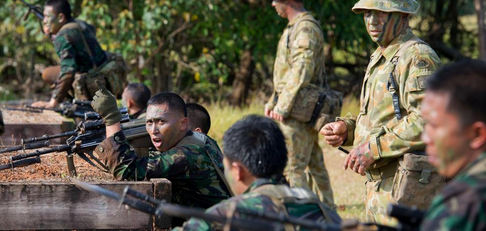 Australian and Indonesian troops train together in this file photograph from Reuters.