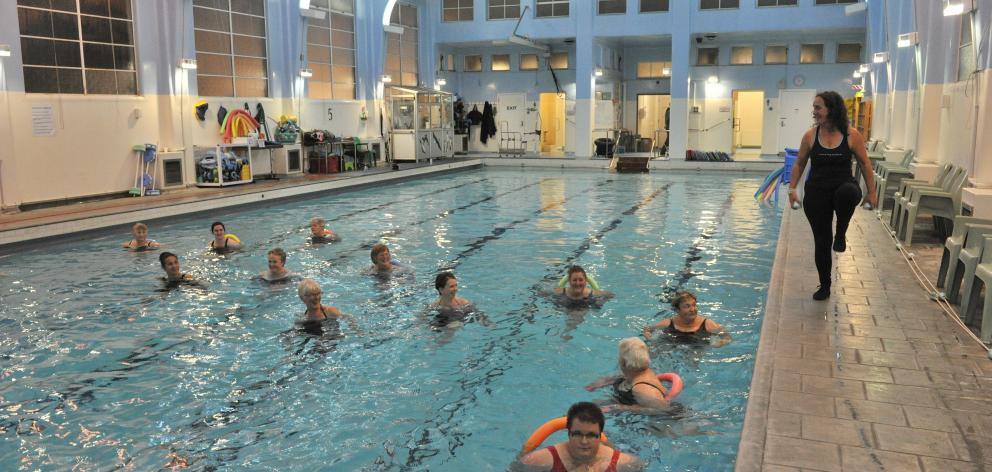 Instructor Sharon Teavae leads an Aquarobics class at the Physio Pool, Dunedin. Photo: ODT.