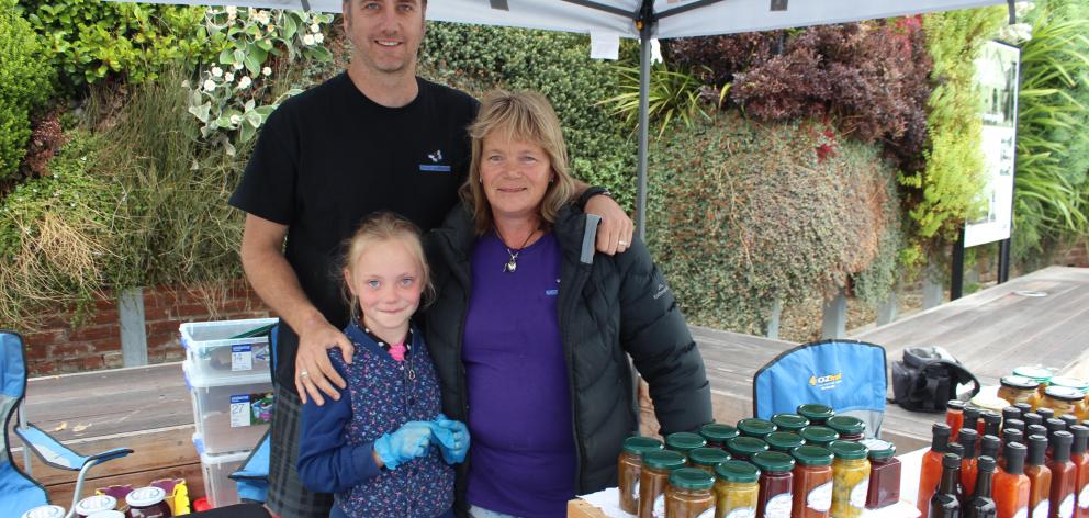 Tuturau Pickles traders Gus and Josie Robinson, and their daughter Amelia (7), of Winton,  show...