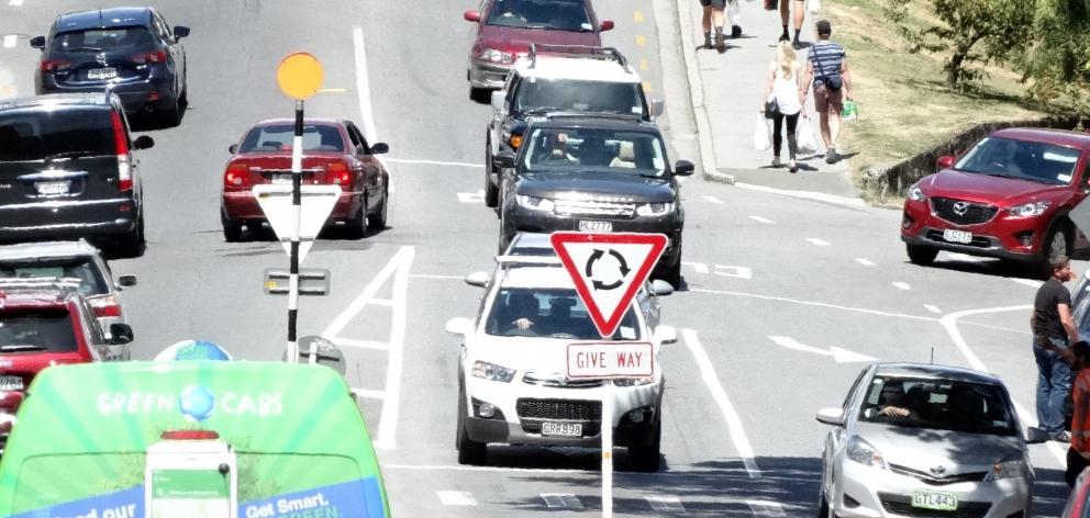 Traffic backs up on Queenstown’s Stanley St earlier this year. Traffic lights were subsequently...
