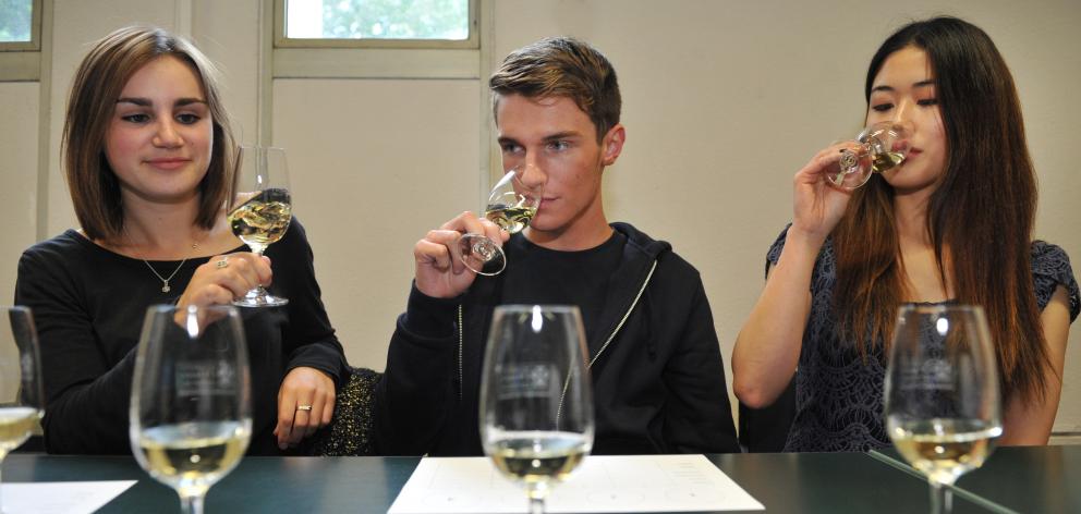 University of Otago Summer School students (from left) Zoe Sabonadiere (19), of Dunedin, Reid...