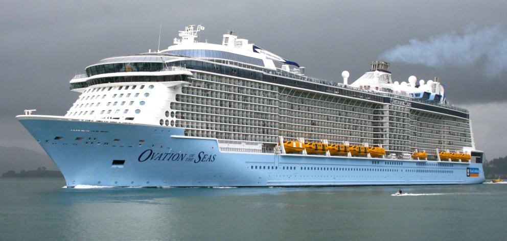 Ovation of the Seas leaving Port Chalmers on Tuesday afternoon.