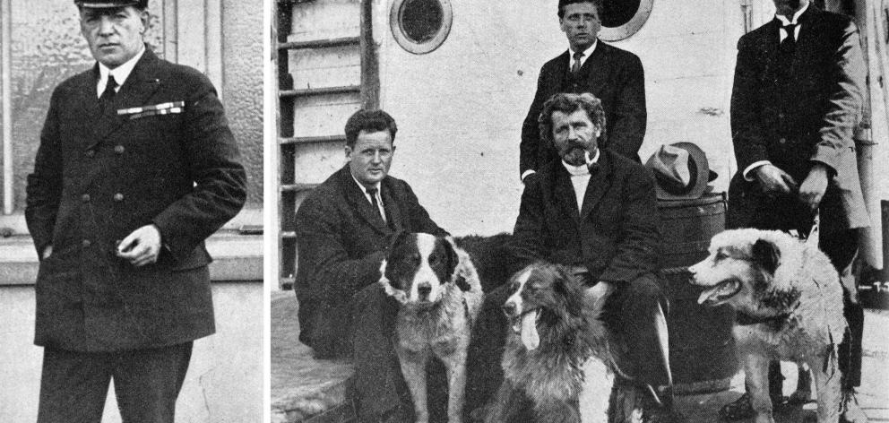 Sir Ernest Shackleton (left) and some of the men the Aurora brought back from the Ross Sea (from...