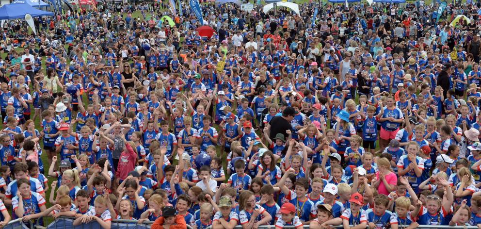 Dunedin Weet-Bix Kids TRYathlon entrants show off their dance moves at the prizegiving at...