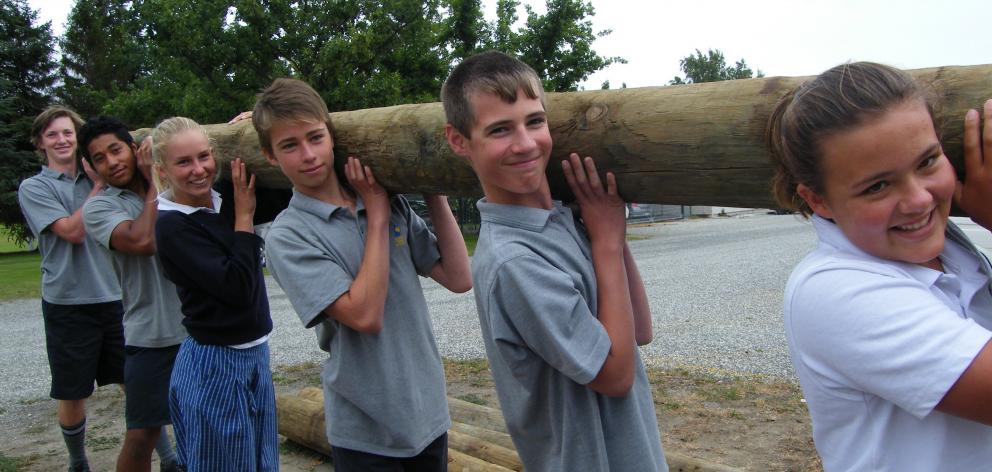 Cromwell College pupils (from left) Mac Rawcliffe (17), Sam Kaufononga (16), Jaclyn Hay (14),...