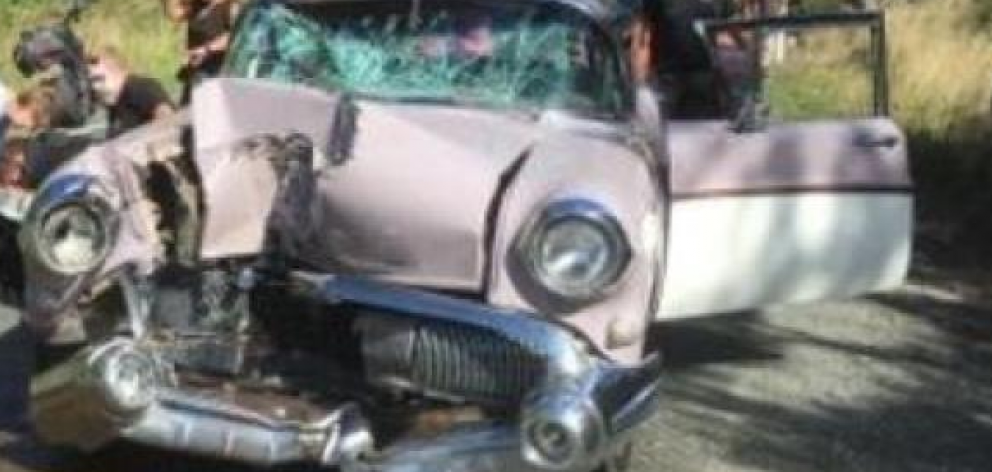 The classic car collided with a motorcycle. Photo: supplied