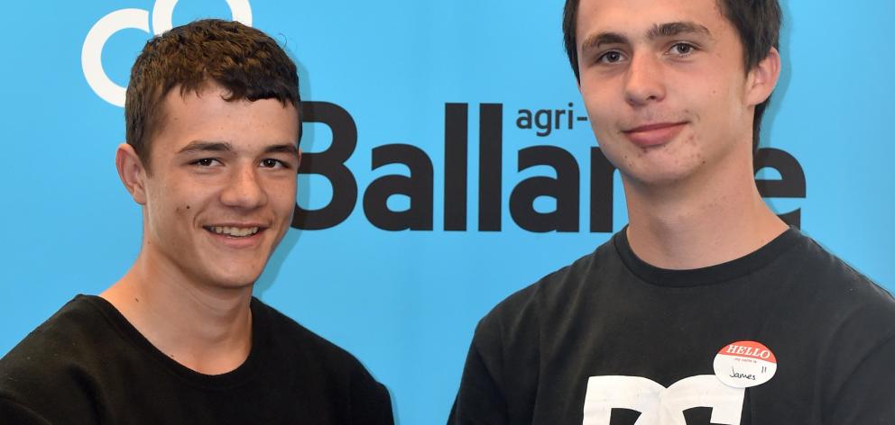 TeenAg national finalists (from left) Levin Coulter (15) and James Scanlan (16), from Tokomairiro...