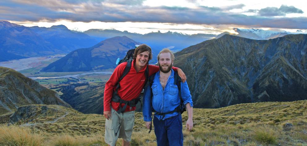 Festival of Colour performer James Rowland (right) with brother Matthew, of Glenorchy, on Mt...