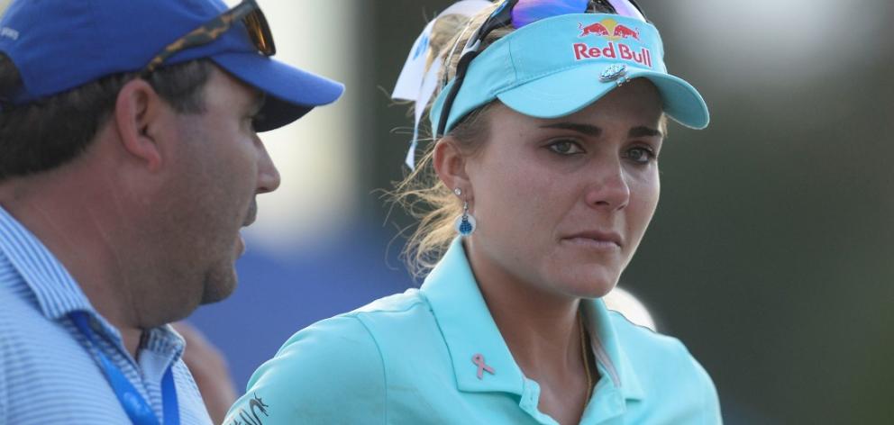 Lexi Thompson reacts following her playoff loss playoff against So Yeon Ryu. Photo: Gary A....