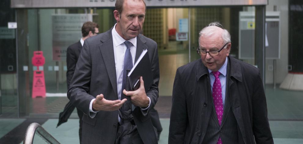 Labour leader Andrew Little leaving the Wellington High Court with his lawyer, John Tizard. Photo: NZ Herald