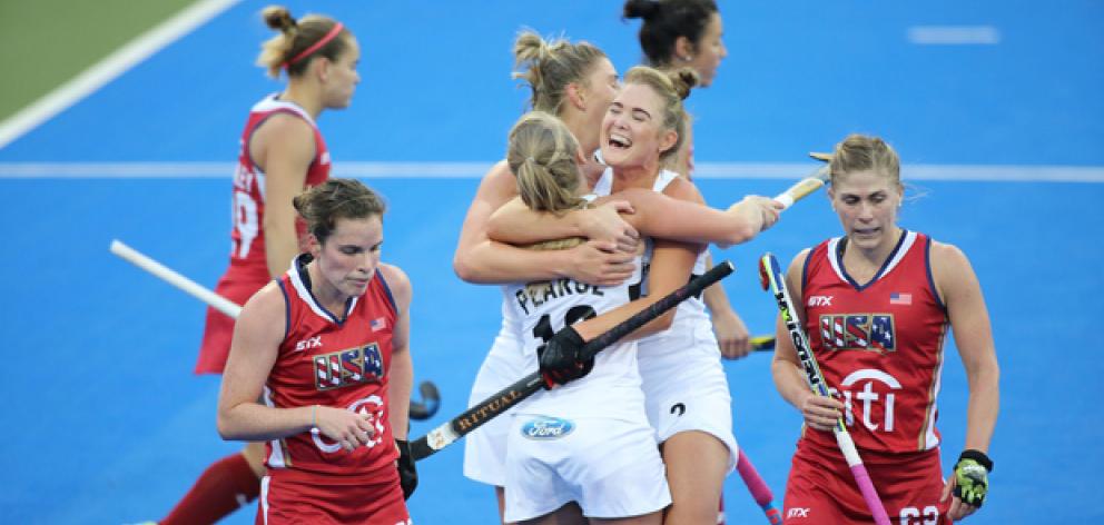 New Zealand's Kirsten Pearce celebrated a goal against the United States. Photo: NZ Herald