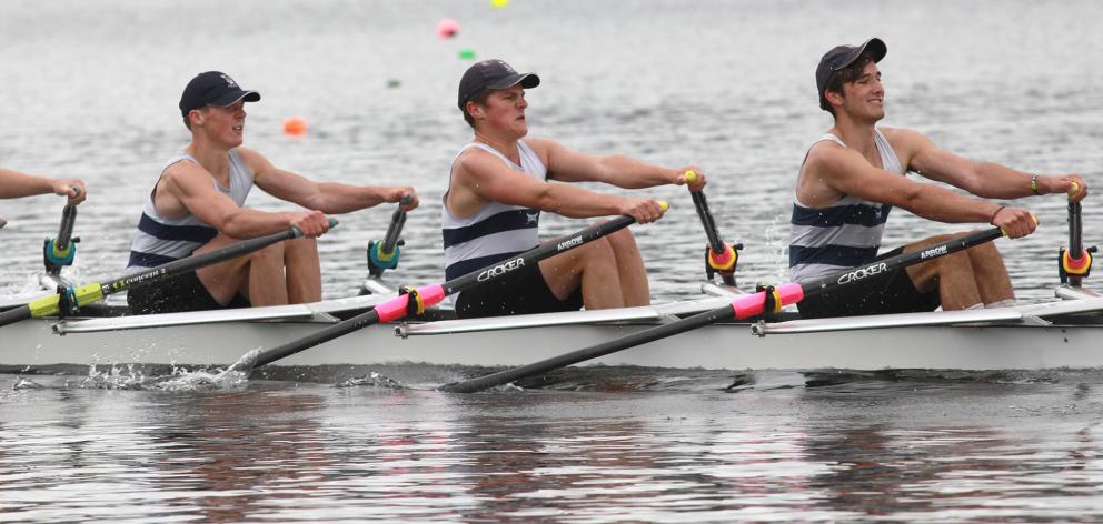 The Otago Boys’ High School coxed quads crew (from left) Michael Manson, Jack Holland-Spinks,...