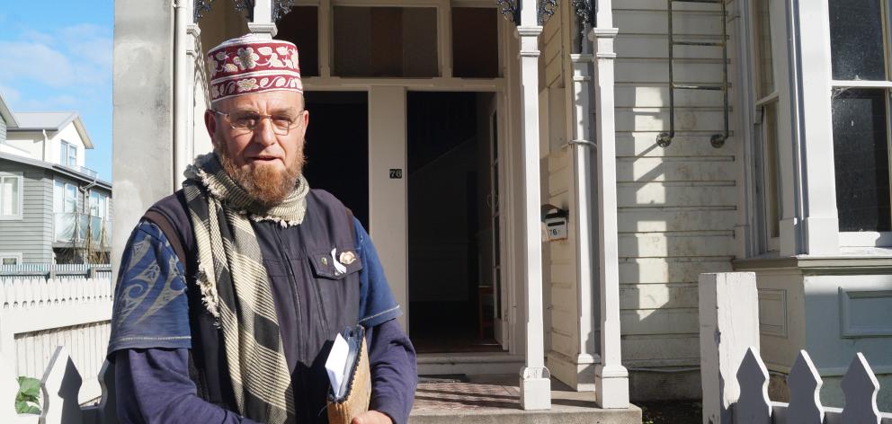 Dunedin resident Paul Gourlie is setting up a combined flat/gathering space in "The Embassy" opposite the University of Otago library. PHOTO: GRETA YEOMAN Dunedin resident Paul Gourlie is setting up a combined flat/gathering space in "The Embassy" opposite the University of Otago library. PHOTO: GRETA YEOMAN