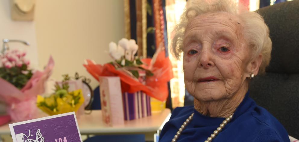 Olive Ford celebrates her 104th birthday yesterday. PHOTO: GREGOR RICHARDSON