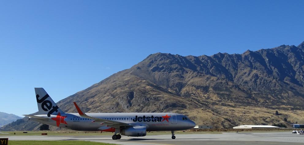 A Jetstar Airbus A320 at Queenstown Airport. PHOTO: ODT FILES