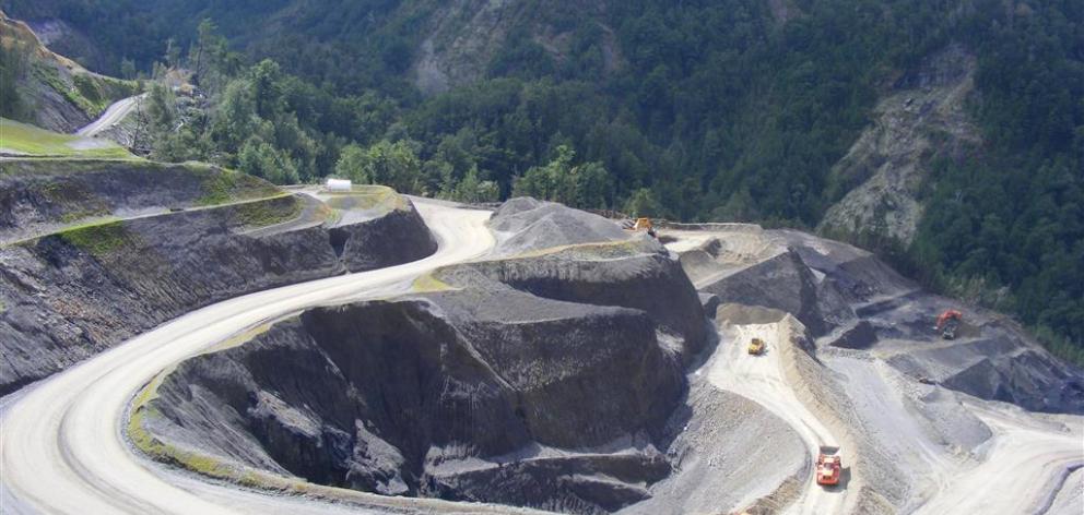 Bathurst Resources' Cascade mine operation on the Denniston plateau. Photo from ODT files.