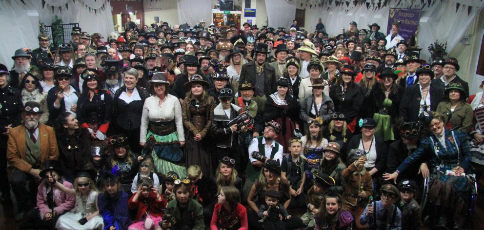Steampunks fill a room in Oamaru during last year’s Steampunk Festival. The Waitaki District...