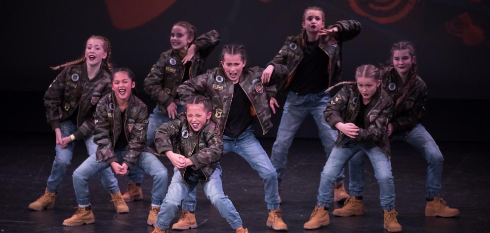 The Rasa School of Dance "Diamond Crew" give it their all during their performance at the recent Hip Hop Unite national competition in Wellington. PHOTO: ANDREW TURNER/AT PHOTO